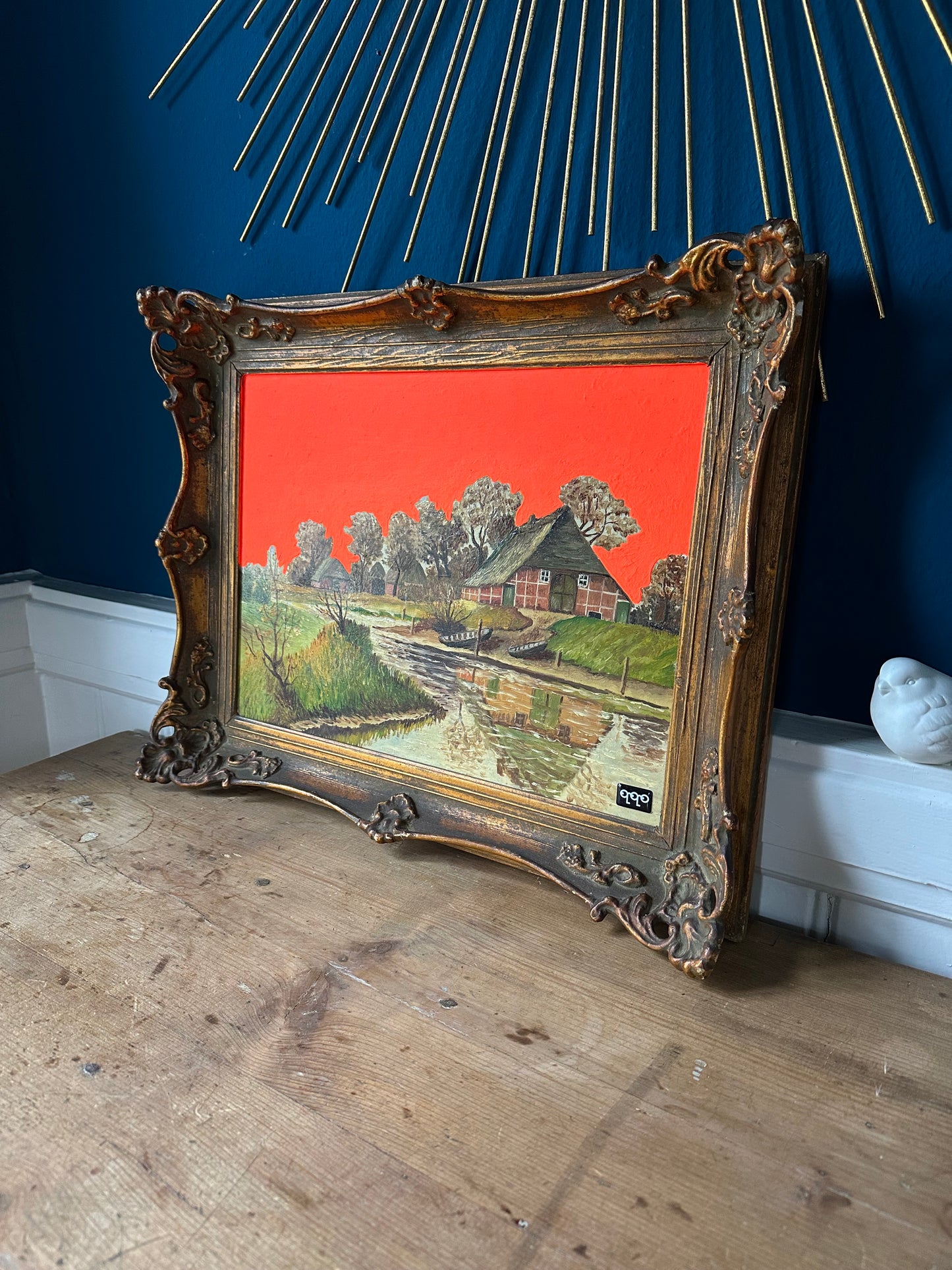 #34 Reetdachhaus fluo orange 40 x 50cm M