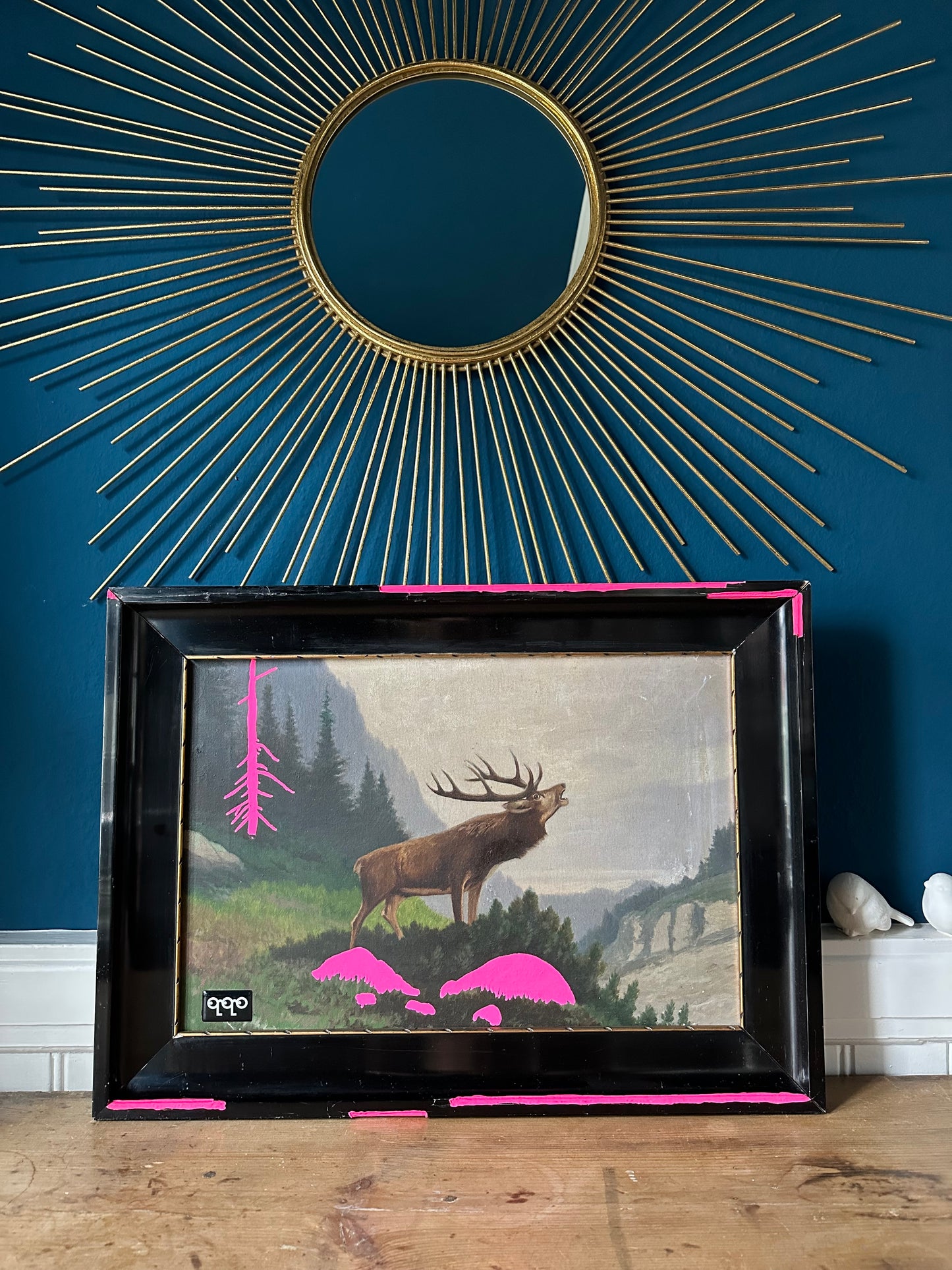 #26 röhrender Hirsch fluo pink 61 x 46cm L