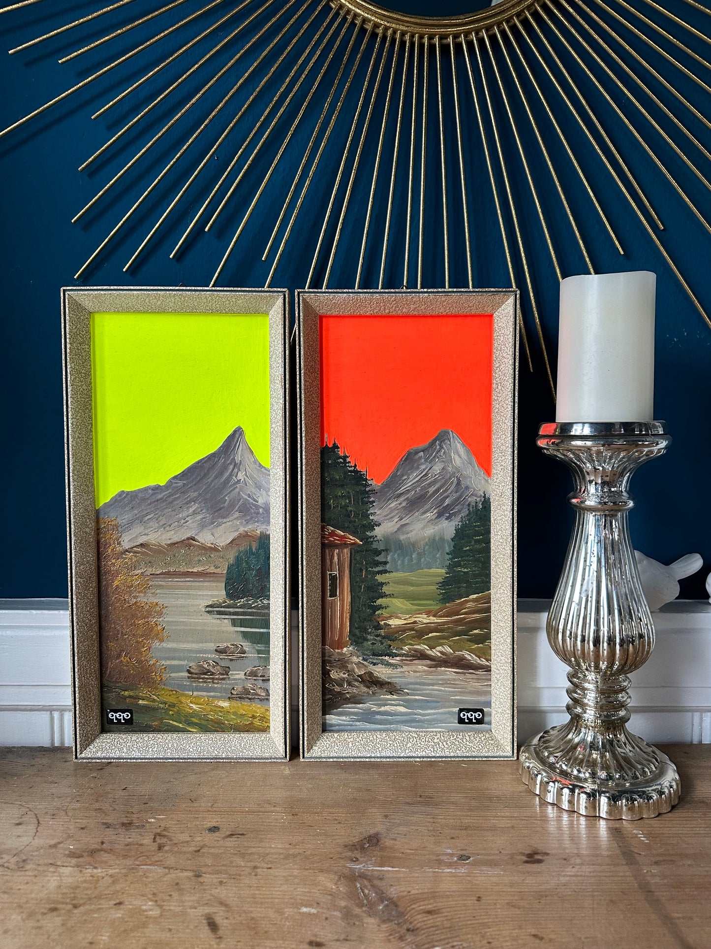 #35AB two mountains fluo yellow and orange je 43 x 19,5cm L