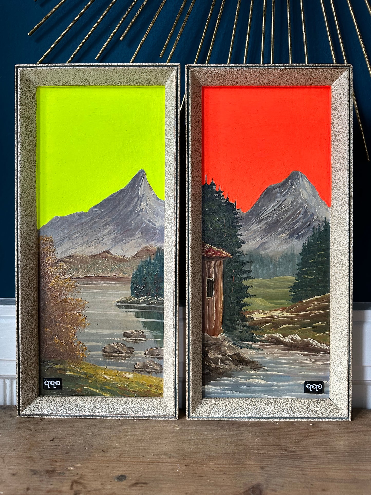 #35AB two mountains fluo yellow and orange je 43 x 19,5cm L