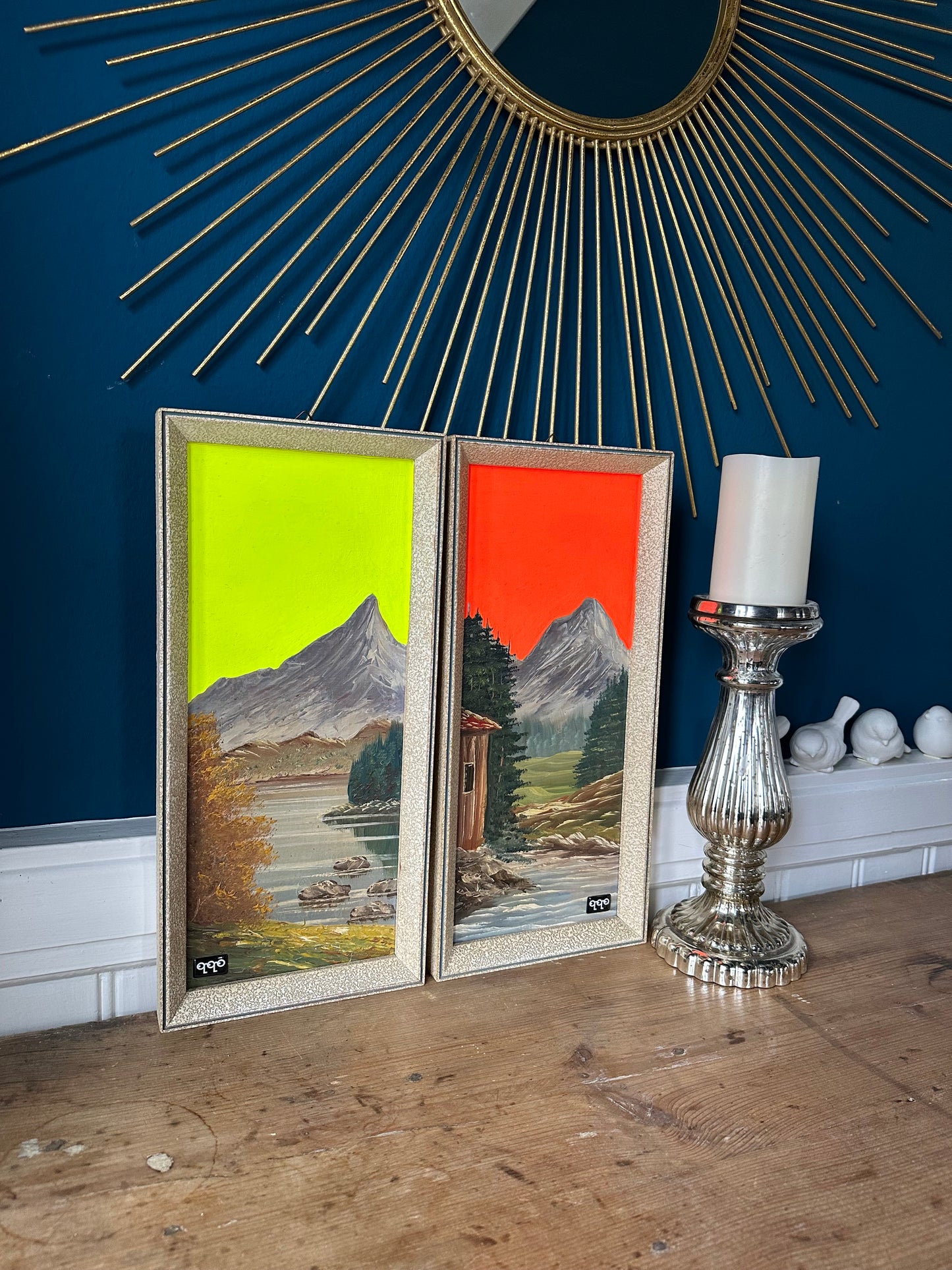 #35AB two mountains fluo yellow and orange je 43 x 19,5cm L