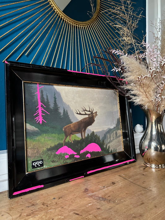 #26 röhrender Hirsch fluo pink 61 x 46cm L
